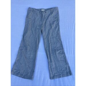 JUST LIVING Ladies Light Gray Linen Blend Pants Boho Beach Comfy Wide Leg Sz L